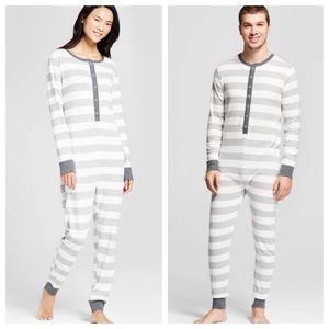 Husband and Wife Matching Striped Onesie Pajamas